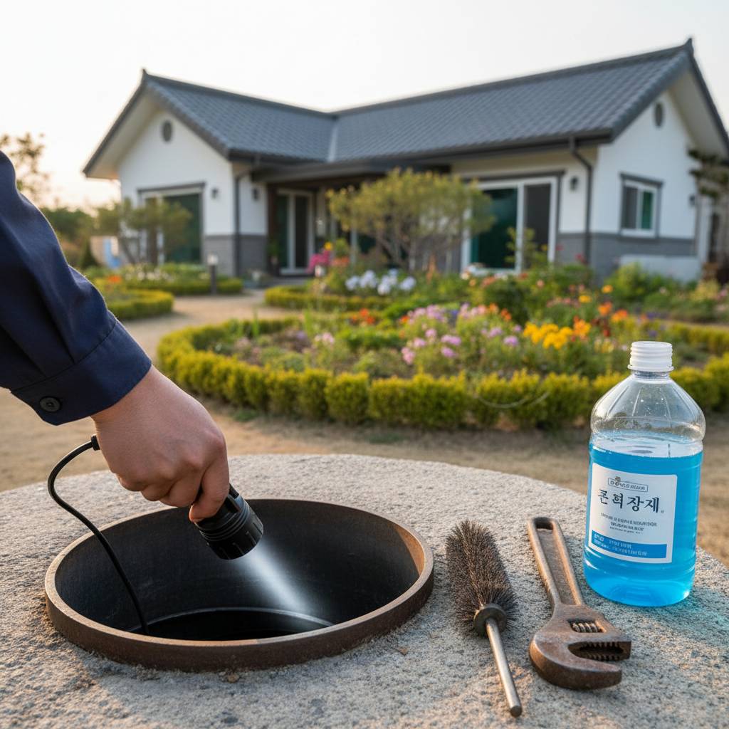 설치된 지하수 관정의 펌프 및 제어반을 정기적으로 점검하는 모습입니다. 꾸준한 관리가 중요합니다.