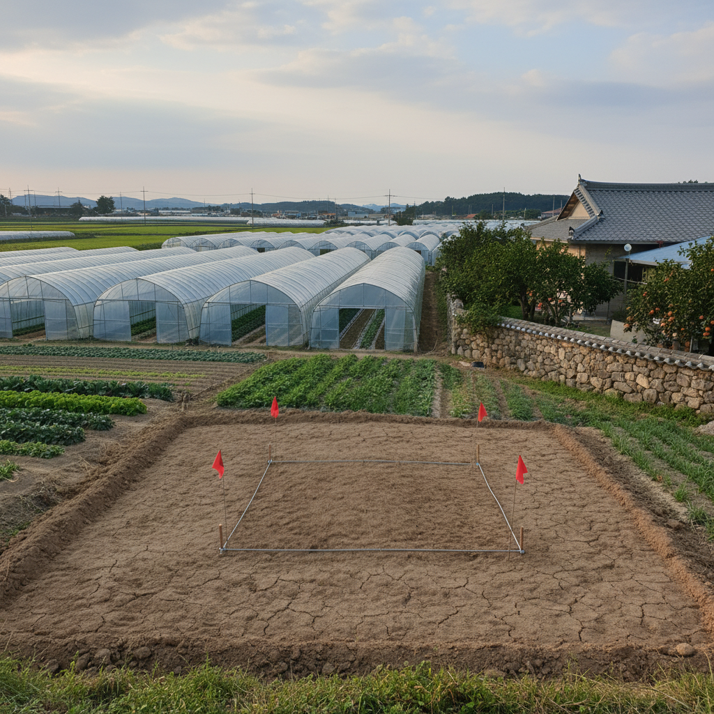 굴착 작업 전, 새로운 지하수 관정을 뚫을 현장 부지 모습