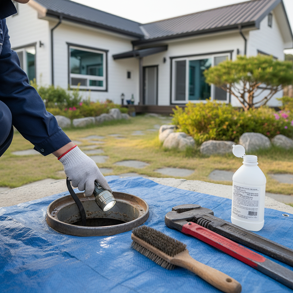관정 주변 점검 및 유지보수 장면