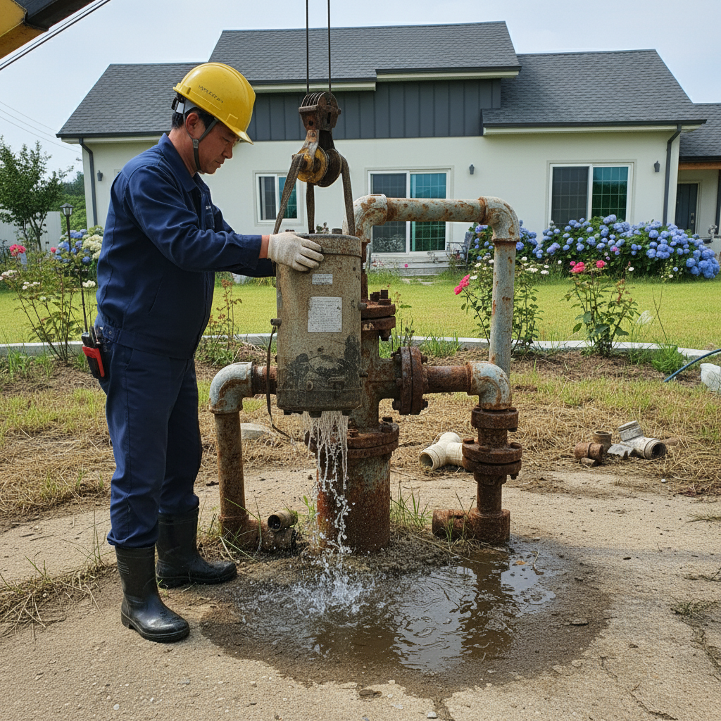 수중모터 교체 작업 중인 모습