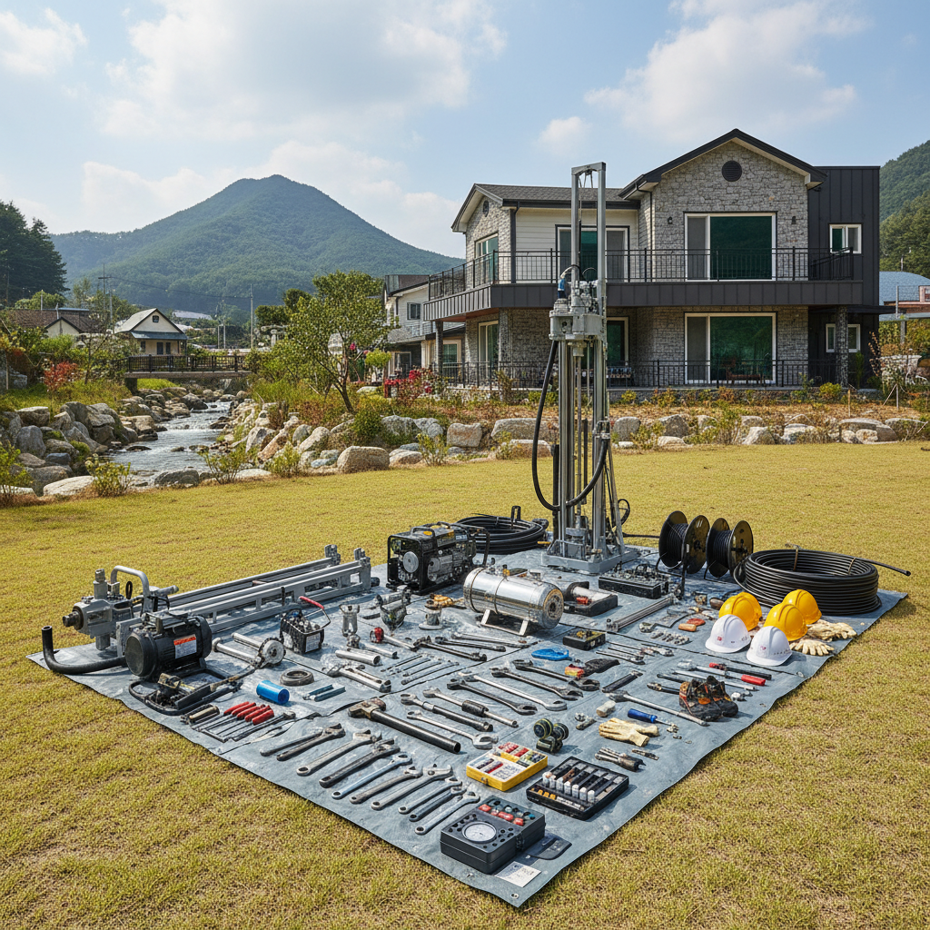 관정 수리 및 굴착 장비 세팅 모습