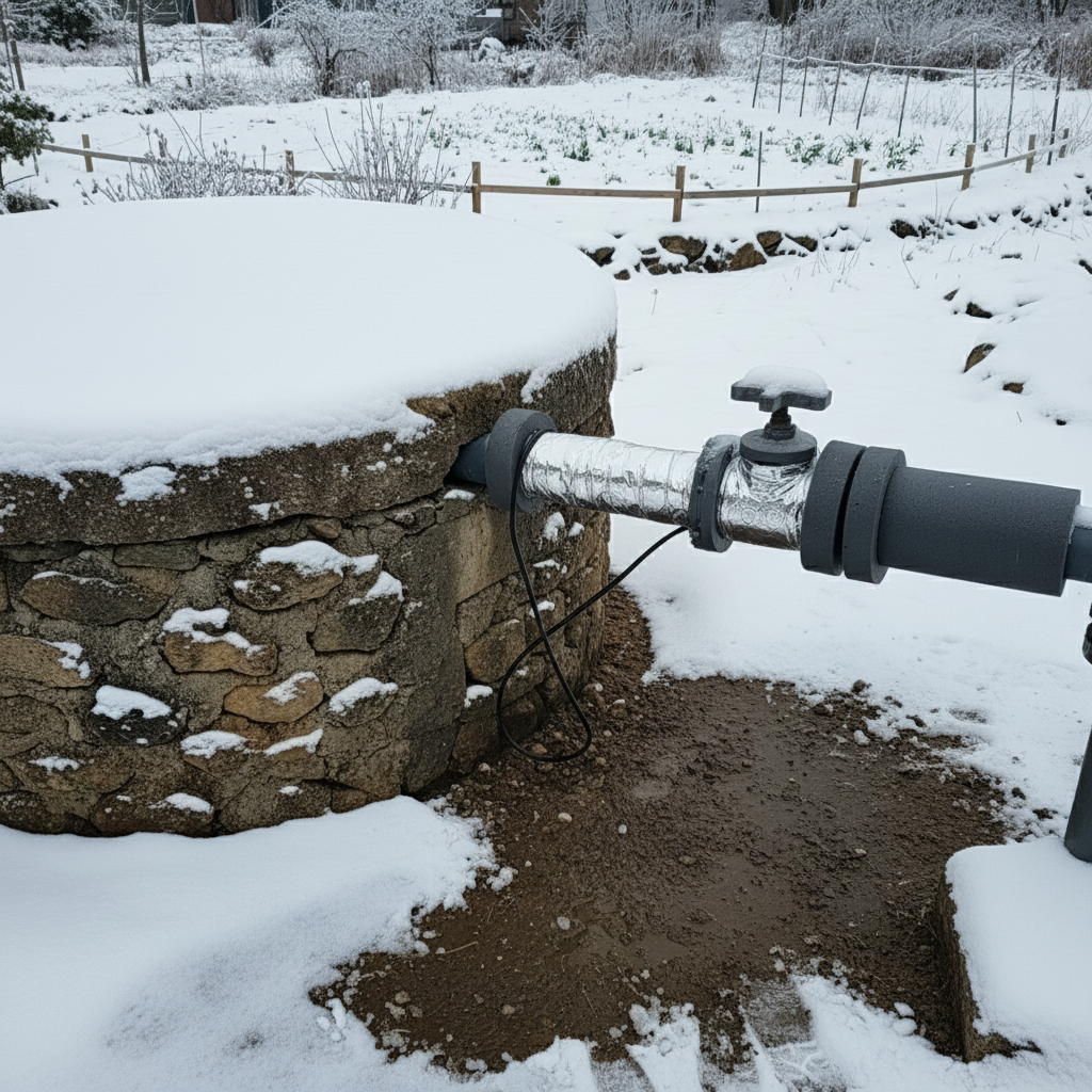 동파 수리가 완료된 후, 임시로 물이 나오는 것을 확인하는 모습
