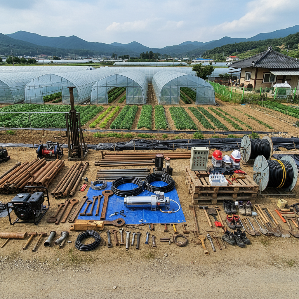 작업에 필요한 굴착기와 장비들을 현장에 세팅하는 모습