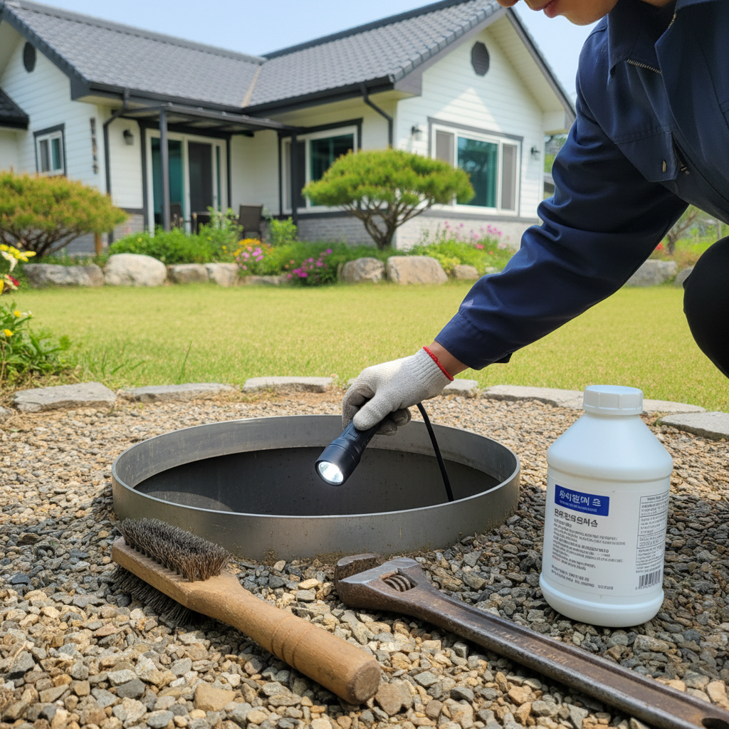 지하수 관정 주변 동파 예방 보온 및 점검을 진행하는 모습