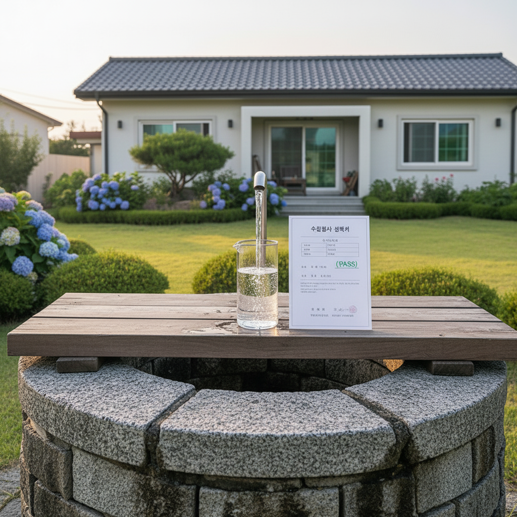 수질검사 및 펌프 인양 작업 완료 후 관정 주변 정리 모습