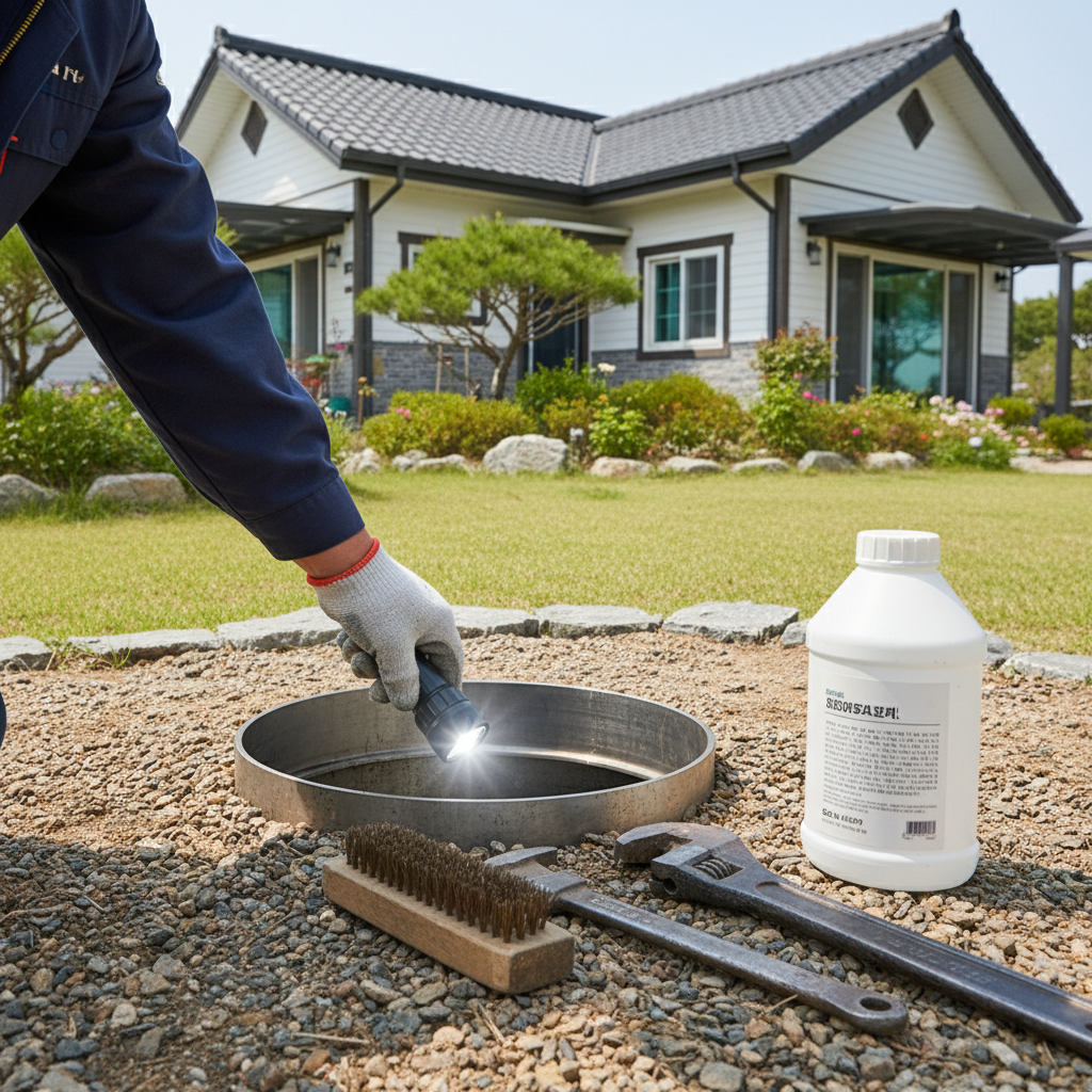 홍천 지하수 관정의 펌프 점검 및 유지보수 작업 장면