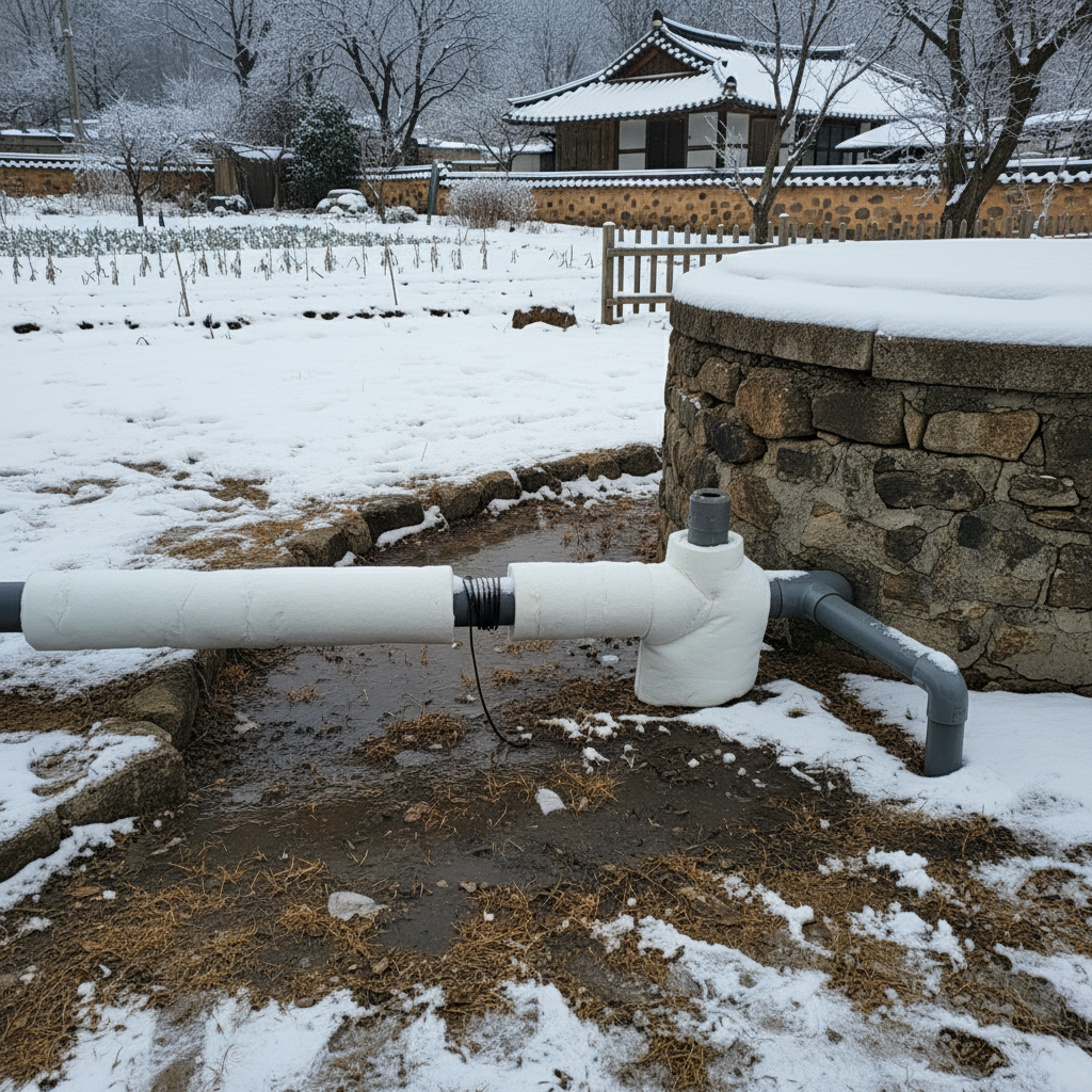 해빙 작업 후 맑아진 지하수가 뿜어져 나오는 관정의 모습