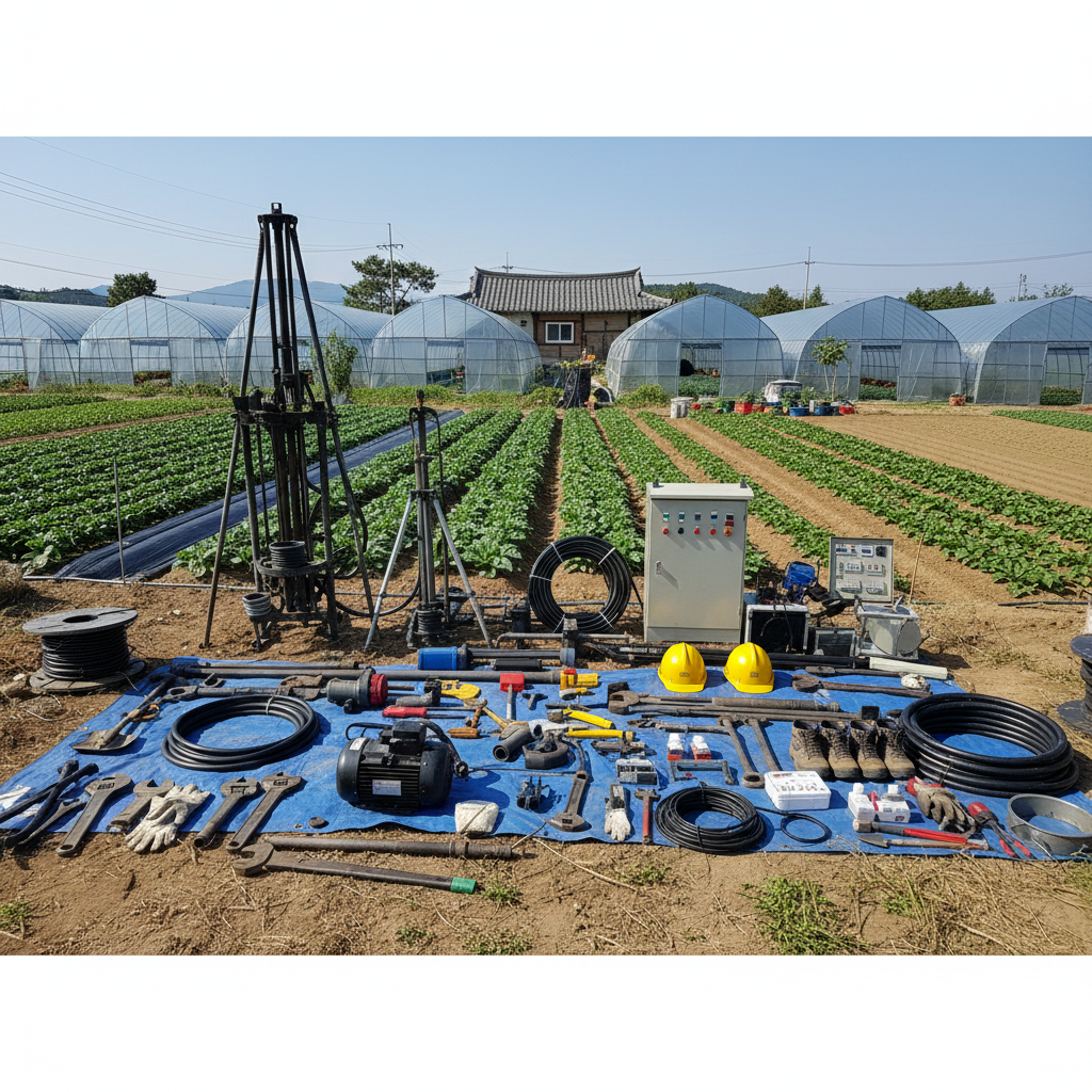 이천시 현장에 세팅된 시추 장비와 해빙기