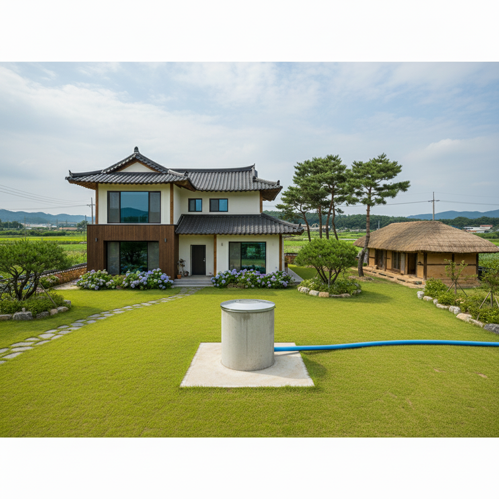 지하수 관정 굴착 및 기본 시공이 완료된 후 현장 모습