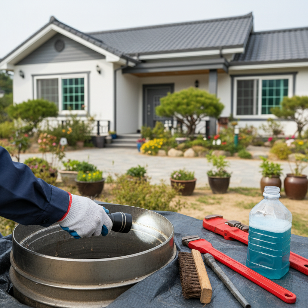새 수중모터 설치 후 관정 점검 및 유지보수 작업을 진행하는 모습