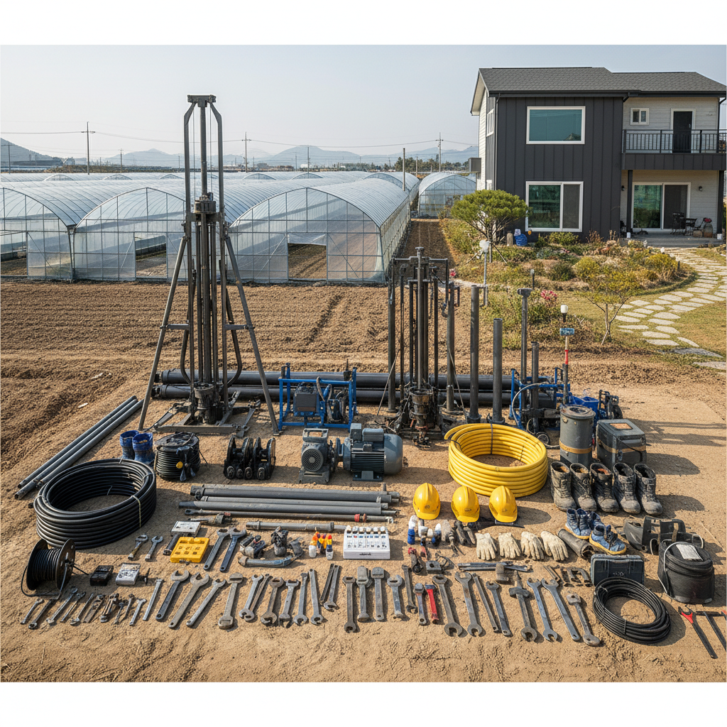 지하수 관정 및 펌프 시스템의 핵심 장비들이 세팅된 모습