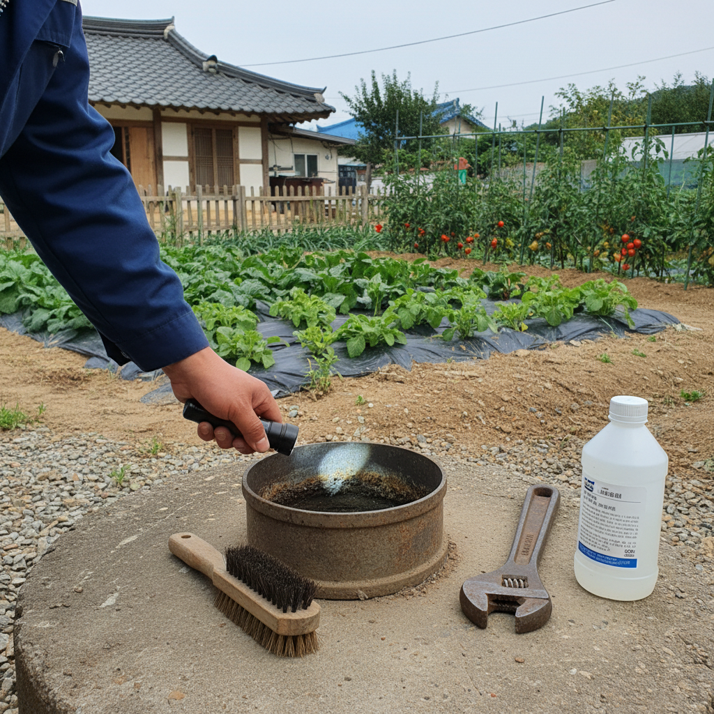 지하수 관정 및 펌프의 정기적인 점검 및 유지보수 장면