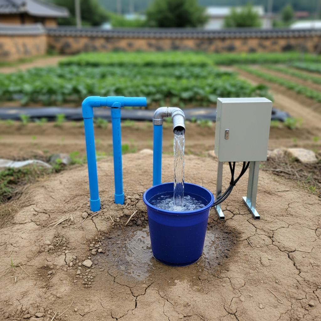 원주 펜션 부지, 지하수 펌프 교체 및 관정 세척 작업 완료 후 맑아진 지하수