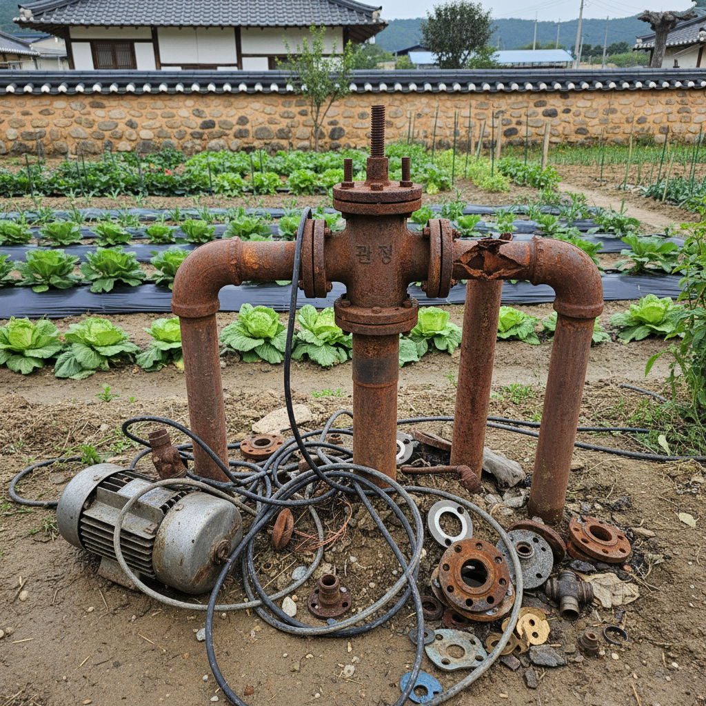 양평군 양어장 지하수 펌프 수리 작업 전 현장 모습