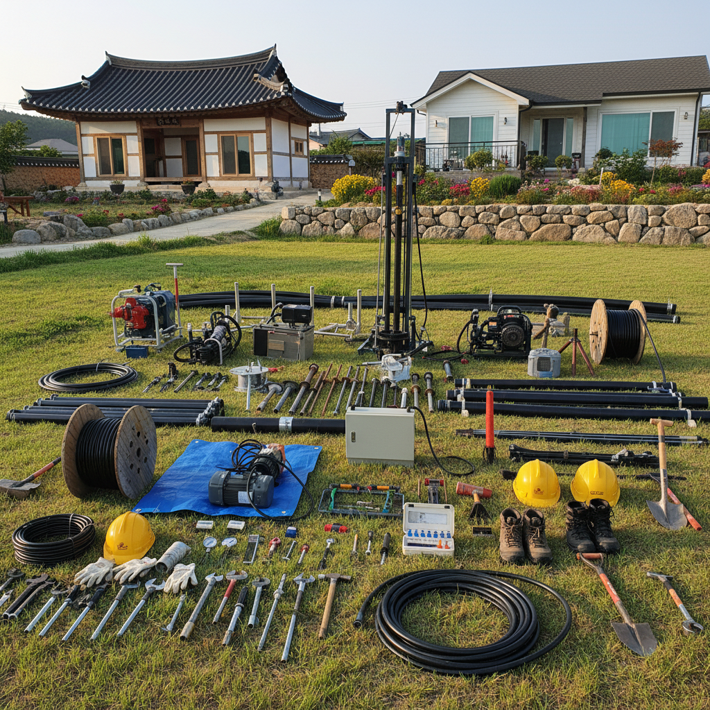 장비 세팅을 마치고 작업을 준비하는 모습